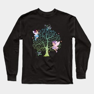 Flower spirits in the forest - Hippie flower children Long Sleeve T-Shirt